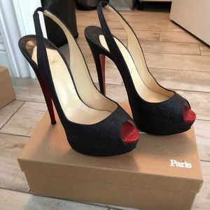 Size 8 1/2 Christian Louboutin platform peep toe